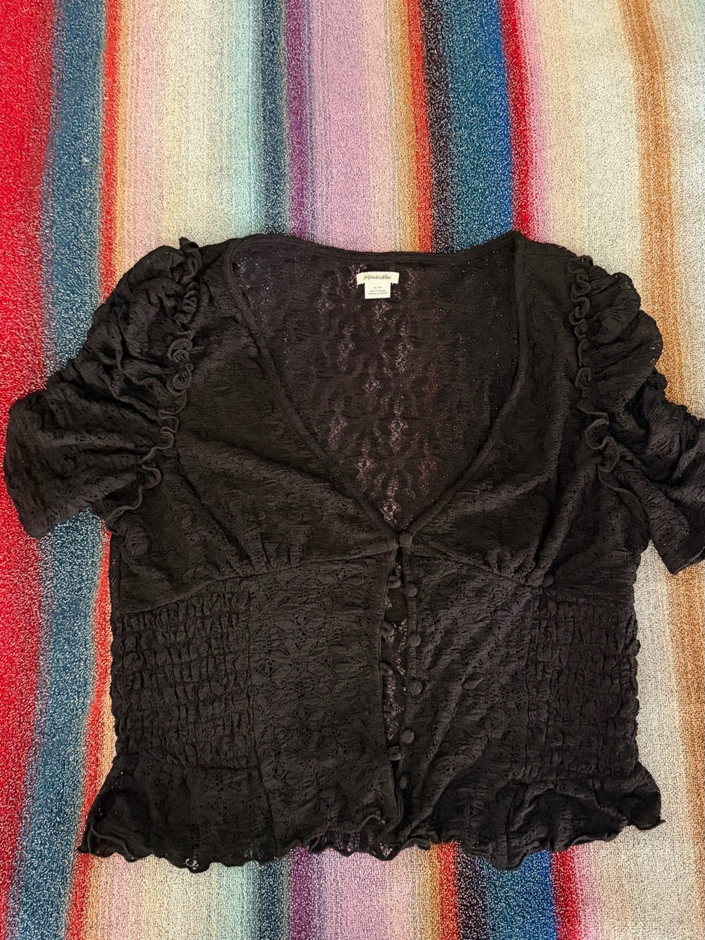 Kimchi Blue Black Lace Button-Front Women's Top